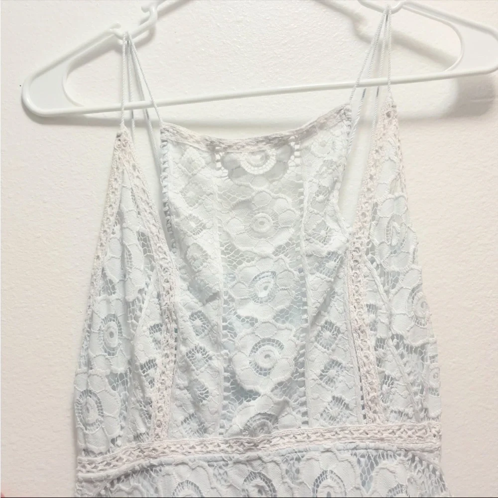 Free People Just Like Honey Sky Blue Lace Dress Sz 4 - Picture 4 of 6